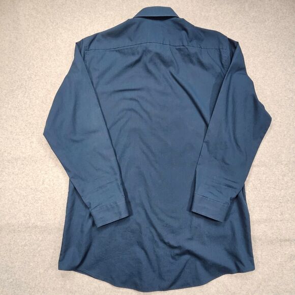 JF J. Ferrar Men's Dress Shirt L Dark Teal Blue Cotton Polyester Slim Fit - Picture 6 of 8